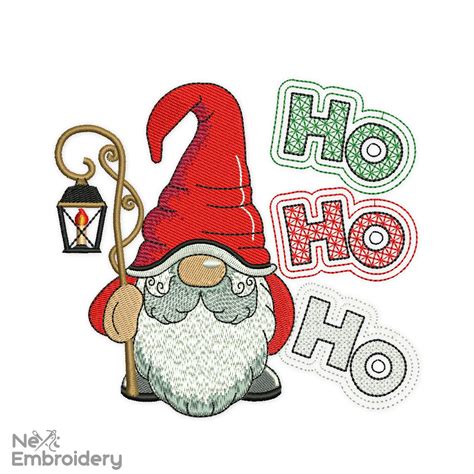 HoHoHo Gnome Machine Embroidery Design NextEmbroidery