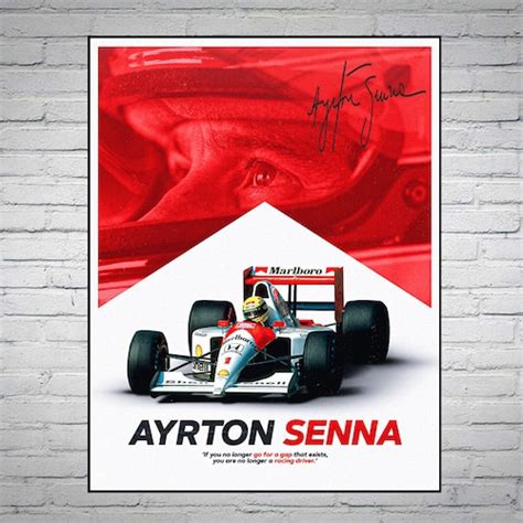 Ayrton Senna F1 World Champion Signed Poster A4 Etsy Uk