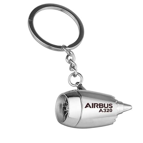 Airbus A320 And Text Designed Airplane Jet Engine Shaped Key Chain
