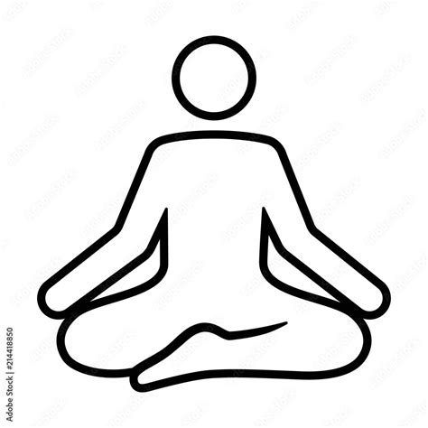 A Person Meditating In A State Of Zen Calmness Line Art Vector Icon For