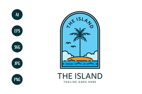 Tropical Island Logo With Palm Tree Graphic By Sabavector · Creative