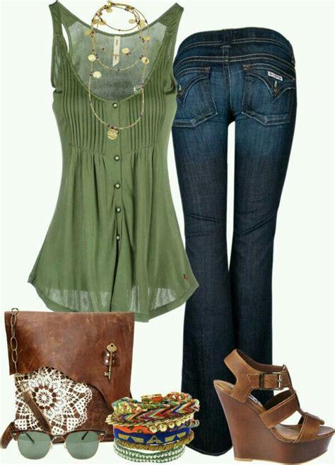 Green Brown Fashion Clothes Casual Outfits