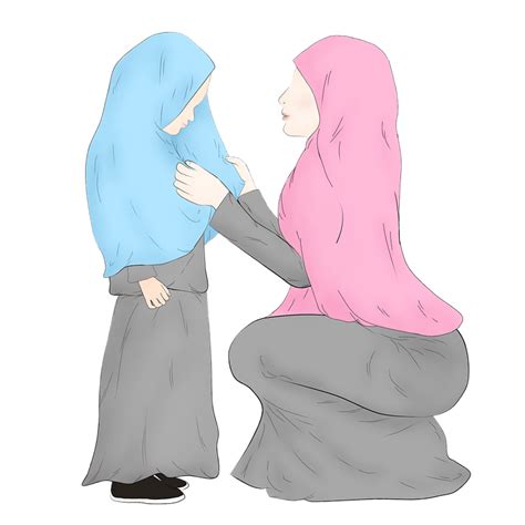 Gambar Kartun Ibu Dan Anak Bercadar 100 Gambar Kartun Muslimah Cantik