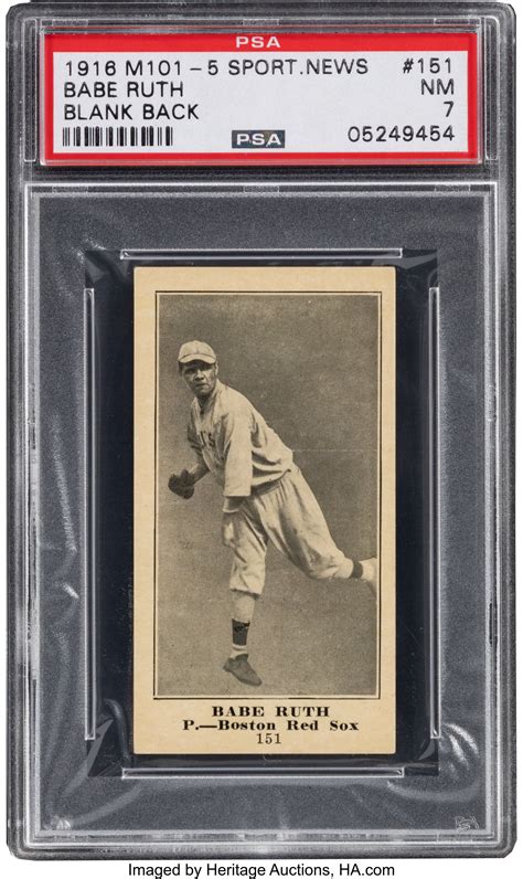 1916 M101 5 Blank Back Sporting News Babe Ruth Rookie 151 Psa Nm Lot 80236 Heritage Auctions