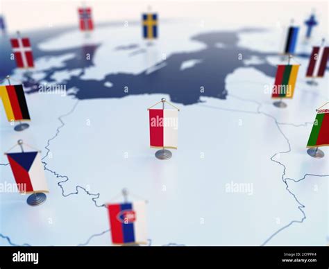 Flag Of Poland In Focus Among Other European Countries Flags Europe