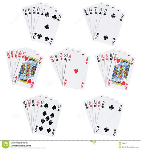 A royal flush is the highest straight of cards, all in one suit: Poker Hands Stock Image - Image: 3947811