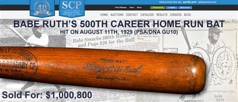Babe Ruth S 500th Career Home Run Bat Sells At Auction For More Than 1 Million Space Coast Daily