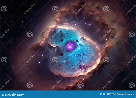 Glowing Blue Nebula With Stars Fantasy Galaxy Generative Ai Background