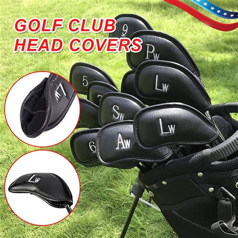 Golf Club Iron Covers 12 Pack Synthetic Leather Deluxe Head Cover Set