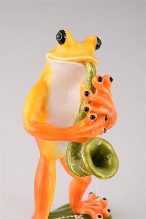 Frog Playing Saxophone Trinket Box