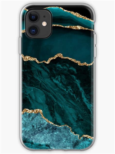 Amazing Blue And Teal Faux Malachite Marble Iphone Case By Mysticmarble
