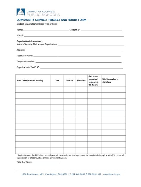 Community Service Time Sheet Fill Online Printable Fillable Blank