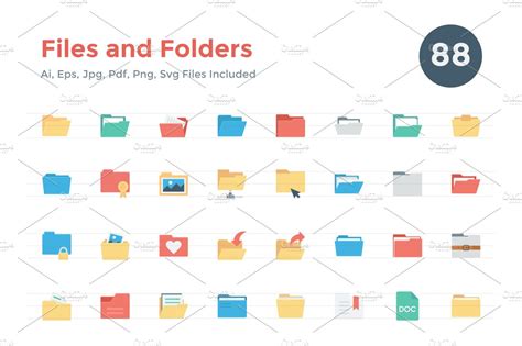 88 Flat Files And Folders Icons Icons Creative Market