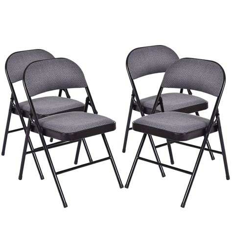 Topbuy Fabric Padded Folding Chair Portable Dining Chairs Pack Of 4