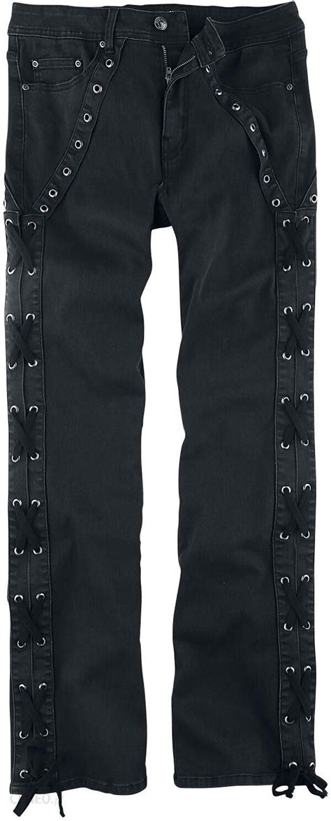 Gothicana By Emp Pete Black Jeans With Side Lacing Jeansy