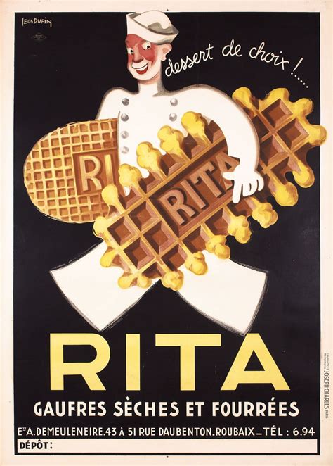 1930s french rita cookie poster leon dupin vintage french posters food poster dessert waffles