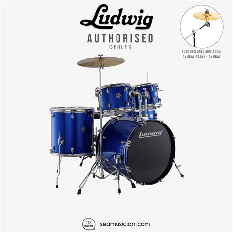 Ludwig Lc16519 Accent Drive 5 Piece Drums Set With Hardwarethrone