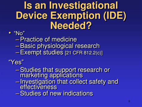 Ppt Investigational Device Exemption Ide Overview For Irbs
