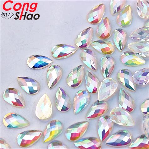 cong shao 500pcs 6 10mm drop ab clear colors acrylic rhinestone flatback stones crystals
