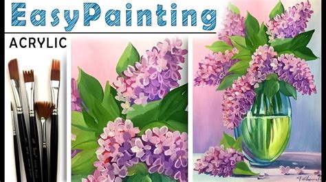 How To Paint Lilac Flower Bouquet Acrylic Art Lesson Tutorial For
