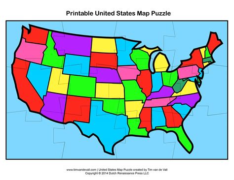 Printable United States Map Puzzle For Kids Make Your Own Puzzle