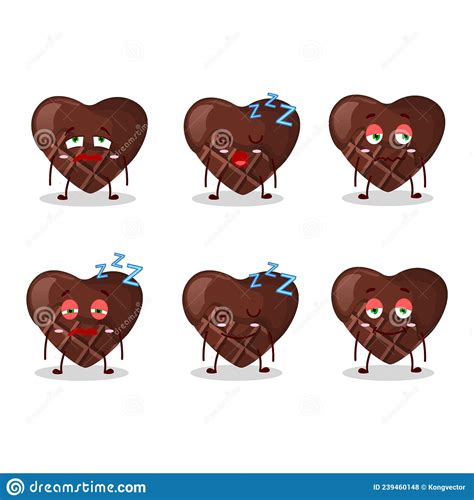 Cartoon Character Of Chocolate Love With Sleepy Expression Stock Vector Illustration Of Food
