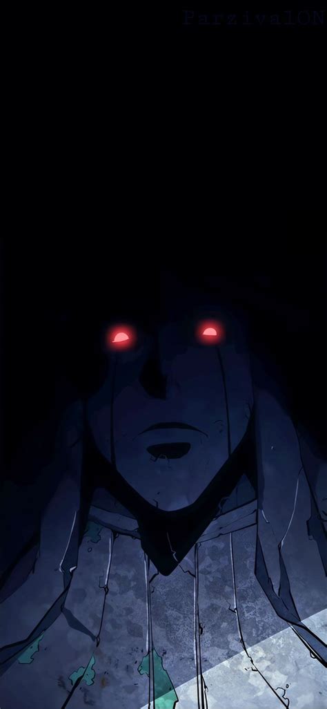 An Anime Character With Red Eyes In The Dark