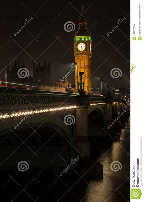 Big Ben Westminster Bridge At Night London England Stock Photo