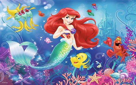 Cartoon Disney Princess Ariel The Little Mermaid Fish Flounder