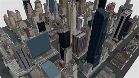 City Buildings Skyscraper New York Low Poly Buy Royalty Free 3d Model
