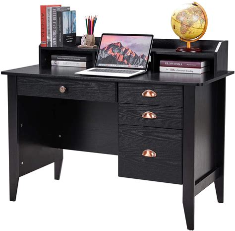 Homfa Computer Desk With 4 Drawers And Hutch Shelf Executive Desk Home