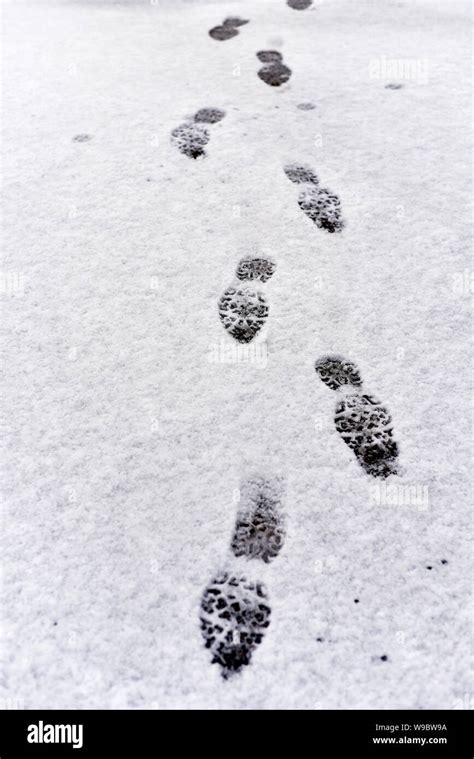 Footprints In Snow Stock Photo Alamy