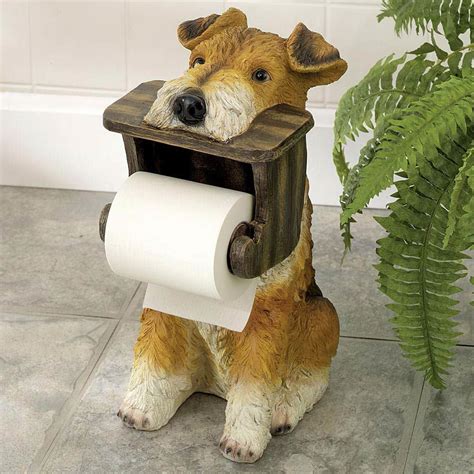 13h poly resin dog with toilet papper holder (papper not included). Terrier Toilet Paper Holder | Bits and Pieces UK