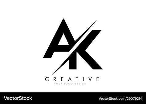 Ak A K Letter Logo Design With A Creative Cut Vector Image
