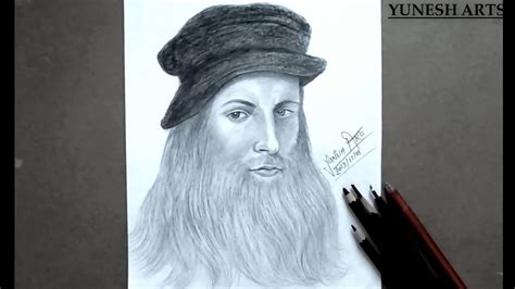 Freehand Portrait Sketch Of Leonardo Da Vinci How To Draw Leonardo Da