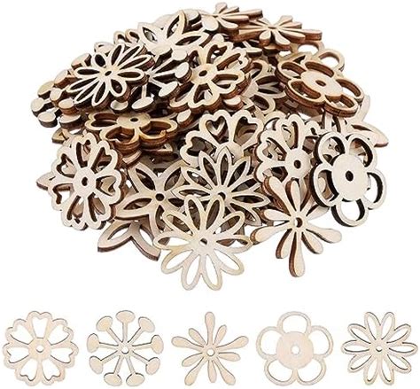 Amazon Ciieeo Pcs Small Wooden Flower Cutouts Blank Wood Slices