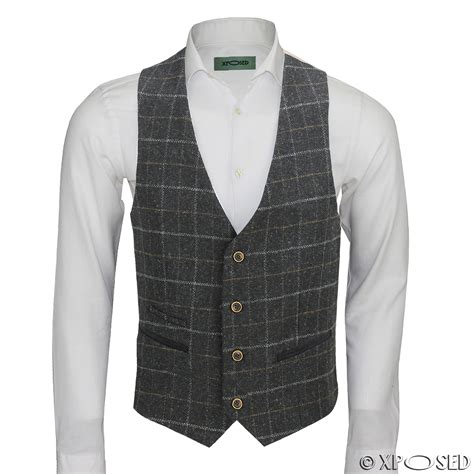 Men Tweed Check 3 Piece Suit Blazer Trouser Waistcoat Sold As Tailored
