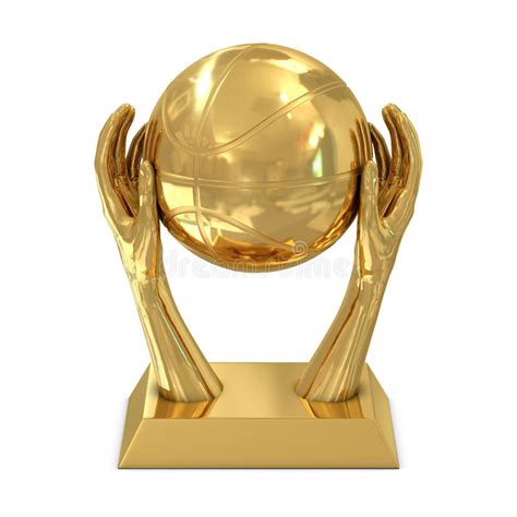 Golden Basketball Award Trophy With Ball And Net Stock Illustration