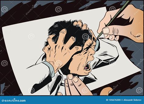 Pop Art Man Screams In Horror Panic Face Vector Illustration