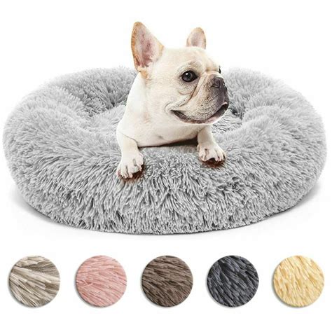 Round Plush Pet Bed For Dogs And Catsfluffy Soft Warm Calming Bed