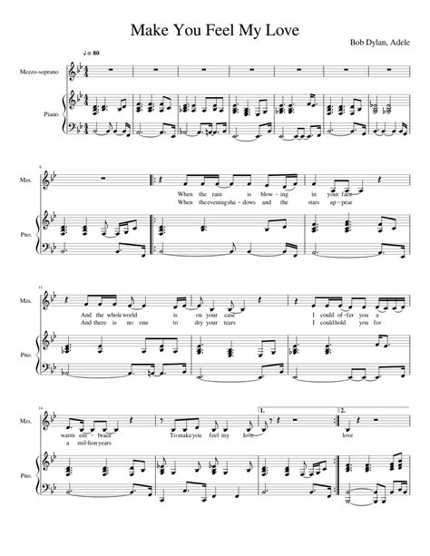 Make You Feel My Love Adele Sheet Music For Piano Mezzo Soprano