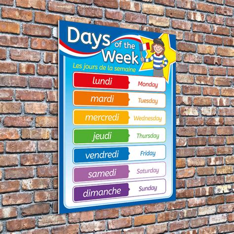 French Days of the Week Sign - Illustrated Languages Sign for Schools