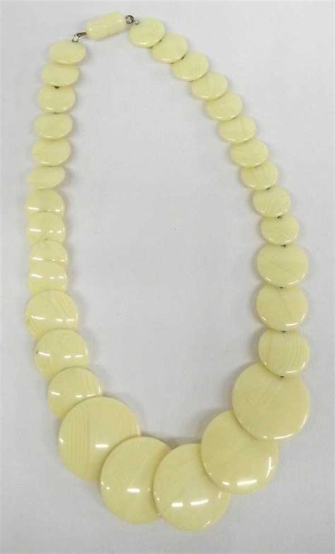 Vintage Estate Flat Ivory Disc Bead Necklace