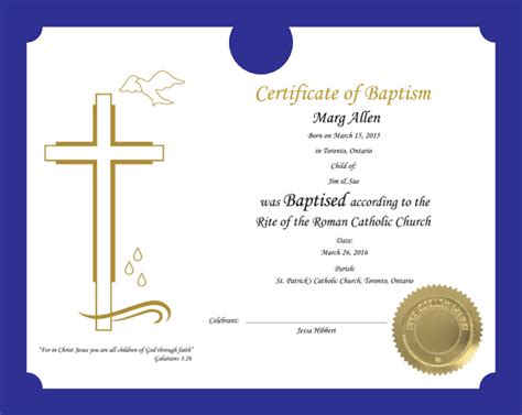 Roman Catholic Certificate Of Baptism Packs Of 50 Churchwares Direct