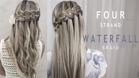 Thea starts with the farthest one away from her face as number 1. Four (4) Strand Waterfall Braid | Prom and Wedding ...