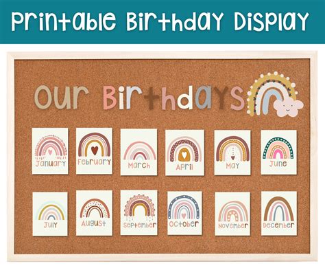 Class Birthdays Printable Display Birthday Bulletin Board Etsy España