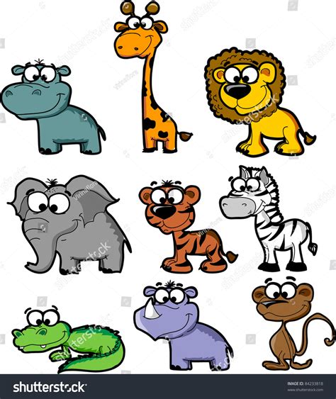 Set Cartoon Animals Stock Vector Royalty Free 84233818 Shutterstock