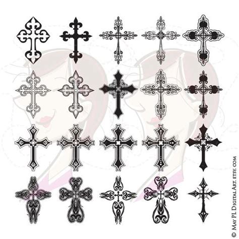Cross Digital Clipart Ornate Christian Orthodox Gothic Crosses