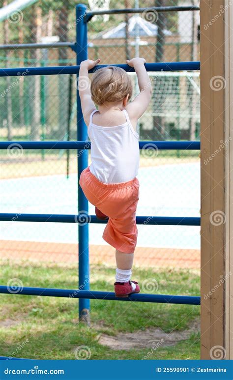 Active Little Girl Climbing On A Ladder Stock Image Image 25590901