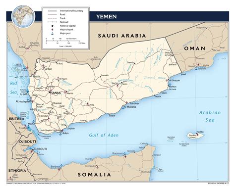 Large Detailed Political Map Of Yemen With Roads Cities And Airports